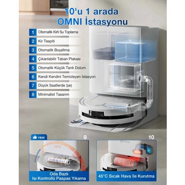 Ecovacs DEEBOT T80 Omni Robot Süpürge ve Paspas, 20.000 Pa Fiyatı