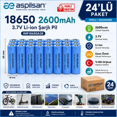 貴重盤CDACTION PACKED! 6CDセット Aspilsan 18650 2600MAH 3.7V Li-Ion Şarjlı Pil 24'lü Paket | Fiyatı