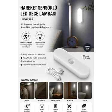 Neo Vista Hareket Sensörlü LED Işık Lamba 15000K Beyaz USB Fiyatı