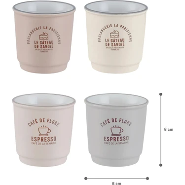 Madame Coco Darci 4'lü Espresso Seti - Renkli - 90 ml Fiyatı
