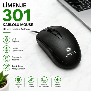 Krl Limenje 301 Kablolu Optik Ofis Mouse Fiyatı