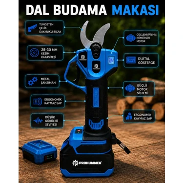 Prohummer PH343 Kömürsüz Akülü 3lü Bahçe Seti - 20CM Dal Fiyatı