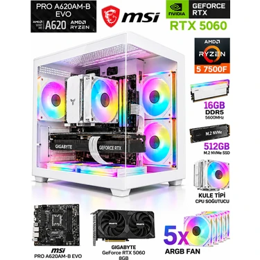 Gameline Hiper V4/ Ryzen 5 7500F/ MSI Pro A620AM-B/ RTX 5060 Fiyatı