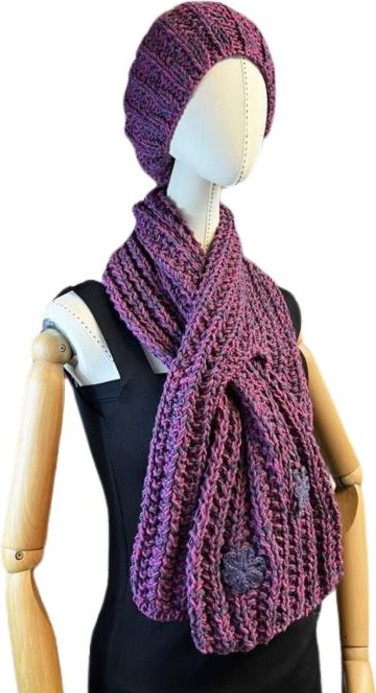 Uretti - Emine 9106 9236 El Örgüsü Bere ve Kaşkol Takımı görsel 3