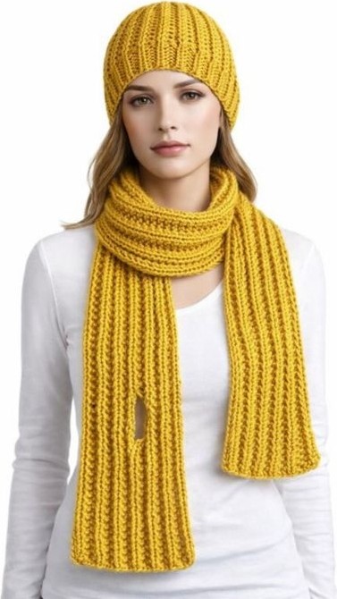 Uretti - Emine 9106 6311 El Örgüsü Bere ve Kaşkol Takımı