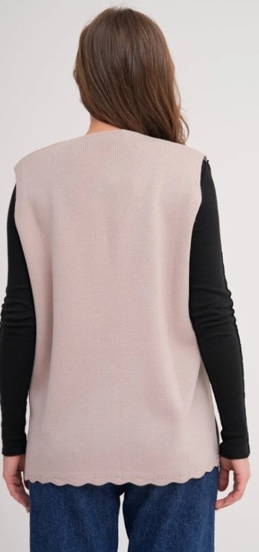 Fresh Moda Kadın Anne Büyük Beden Triko Düz Model Yelek görsel 4