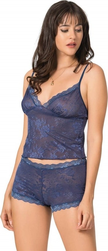 Karsu Trend Lacivert Jakarlı Babydoll Şort Takımı