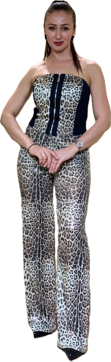 Trend Kadın Özel Tasarım Payetli Leopar Ikili Takım görsel 3