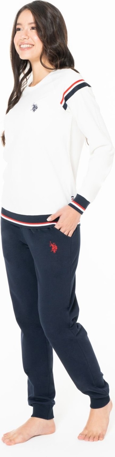 U.s Polo Assn. 20118 Kadın Uzun Kollu Bisiklet Yaka Paçası Bantlı Rahat Ev Giyim-Ekru görsel 2