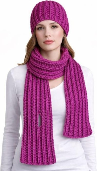 Uretti - Emine 9106 6535 El Örgüsü Bere ve Kaşkol Takımı