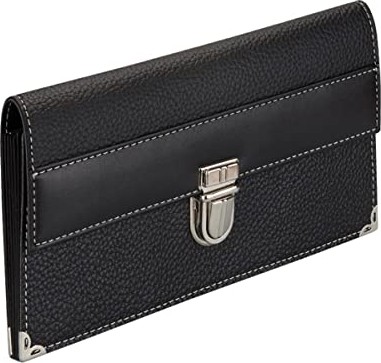 Mey İthalat Çek ve Senet Portföyü Unisex Mini Bag Organizer 13 Cepli Vegan 13,5X24 Cm., Siyah