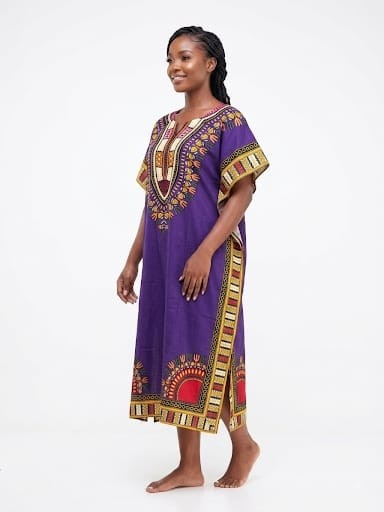 Ata Afrika Desenli Kaftan Elbise, Bol Kesim Dashiki Tunik Elbise, Günlük Etnik Desenli Kaftan Ev Elbisesi, Yazlık Rahat görsel 8