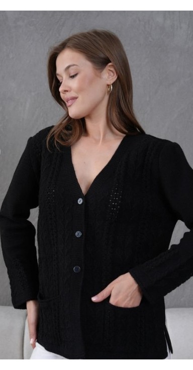 Fresh Moda Kadın Anne Büyük Beden Zincir Çiçek Motifli Hırka görsel 5
