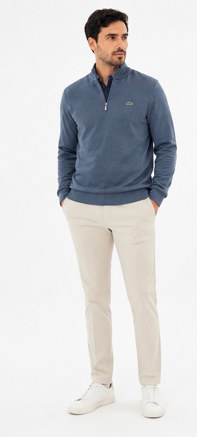 Lacoste Fermuar Yaka Indigo DAR KESİM Uzun Kol görsel 3