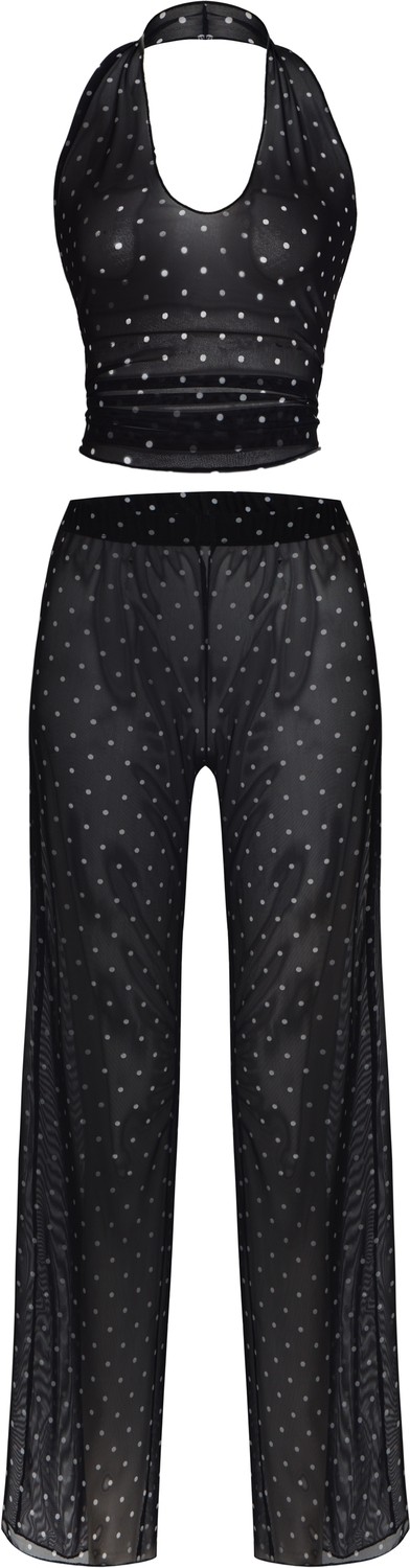 Aquella Desenli Tül Crop Top-Pantolon Takım görsel 4