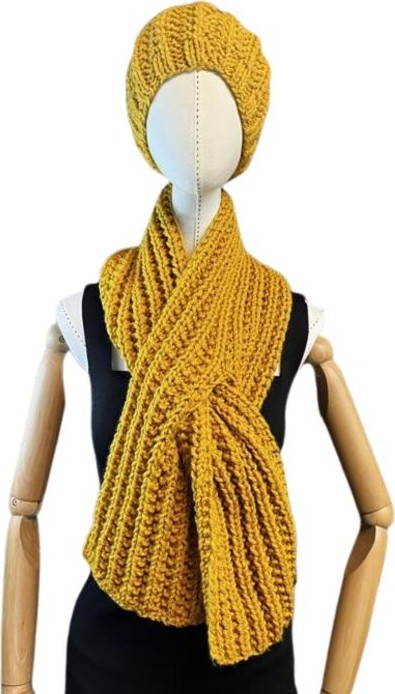 Uretti - Emine 9106 6311 El Örgüsü Bere ve Kaşkol Takımı görsel 5