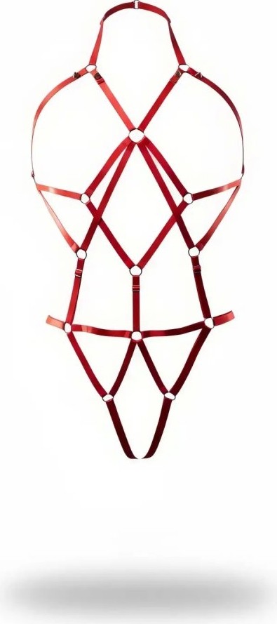 Aesco Kırmızı Body Harness Metal Halka Detaylı Çapraz Bantlı - BRF1082