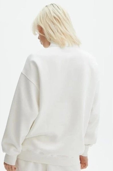 Tarz Yeri Kadın 3 Iplik Pamuklu Oversize Yarım Fermuarlı Yakalı Basic Sweatshirt - Beyaz görsel 2