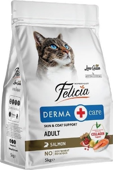 Die Grup Felicia 5 kg Kolajenli Somonlu Az Tahıllı Yetişkin Kedi Maması Hypoallergenic Kedi Maması