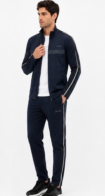 Boss Şeritli Regular Fit Lacivert Eşofman görsel 2