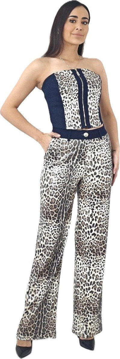 Trend Kadın Özel Tasarım Payetli Leopar Ikili Takım görsel 4