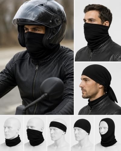 1001 Siyah Boyunluk Bandana Buff Saç Bandı Maske Balaklava Toka görsel 3