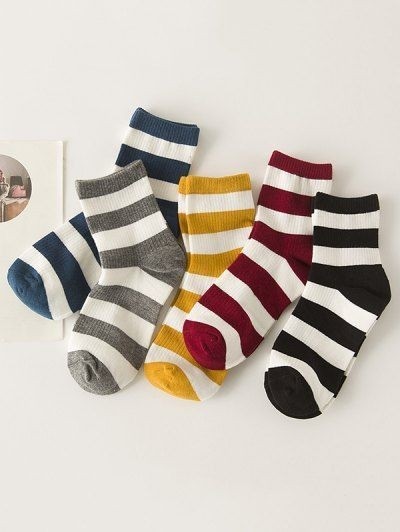 Sky Socks 5'li Ekonomik Beyaz Çizgili Çemberli Desenli Unisex Tenis Çorap Seti