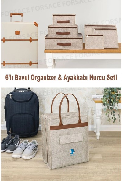 Aralar Home Derili 6'li Bavul Organizer & Ayakkabı Hurcu Seti