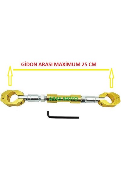 Aras Moto Motosiklet Gidon Barı Ayarlanabilir Dengeleyici Ara Bar Sarı Renk 22 mm Gidon -Arasmoto