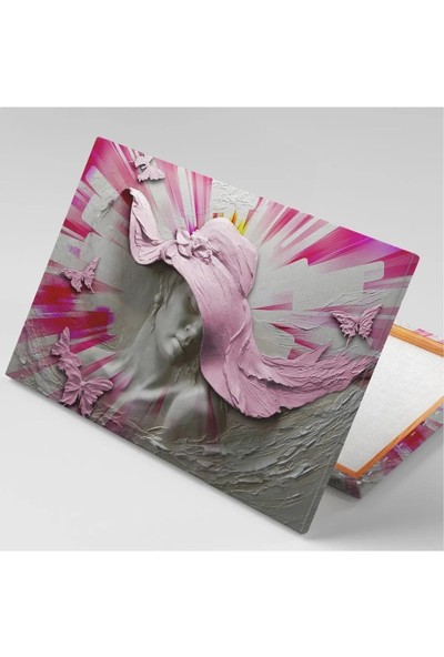 Ar Ajans Kanvas Tablo Pembe Şapkalı Mermer Kadın Dekor Modern Sanat Kanvas Tablo