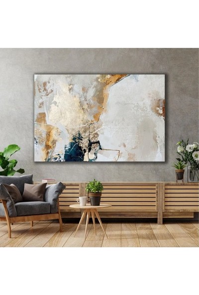 Ar Ajans Kanvas Tablo Soyut Sanat Altın Dokular Mavi Turkuaz Krem Tekstüre Modern Sanat Kanvas Tablo