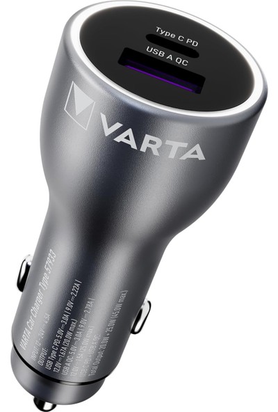 Aral Teknoloji Arac Içi Çakmaklık Şarj Aleti 45W Varta Car Charger