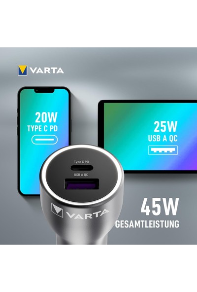 Aral Teknoloji Arac Içi Çakmaklık Şarj Aleti 45W Varta Car Charger