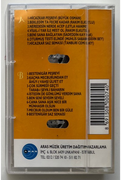 Aras Müzik Kemal Gürses Hicazkar Faslı Bastenigar Faslı Kaset (Orjnal Dönem Baskı Kaset)