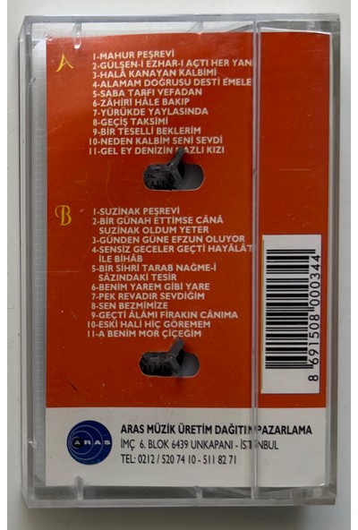 Aras Müzik Kemal Gürses Mahur Acemaşiran Faslı Suzinak Faslı Kaset (Orjnal Dönem Baskı Kaset)