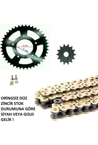 Aras Moto Suzuki Gw 250 ,inazuma 250 Zincir Dişli Seti Oringsiz Düz Zincirli (520-120 Bakla )-Arasmoto