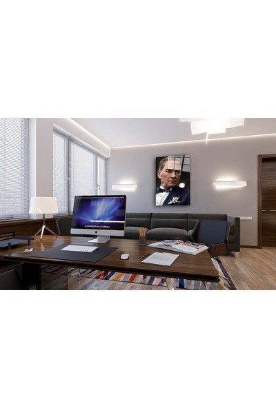 Aras Glass Art Atatürk Portresi Yapay Zeka Cam Tablo