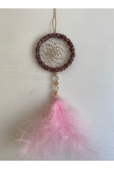 Araç Balkon Aksesuar Pembe Tüylü Taşlı Dikiz Aynası Süsü Bebek Süsü Hediyesi 04