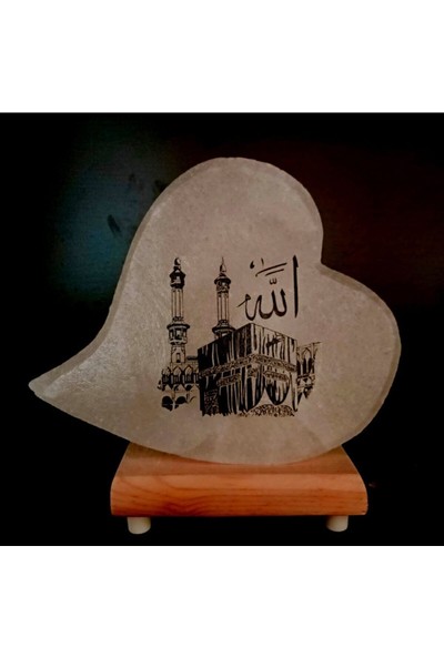 Arasta Tuzcusu Kablolu Çankırı Tuz Biblo Kabe Işlemeli Masa Üstü E14 Beyaz 35 x 50 Taş
