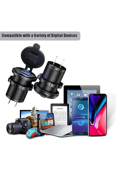 Araç Şarj Soketi Araç USB Prizi Pd Tip C USB Priz Araç Şarj Cihazı LED Voltmetre ile 12 V ~ 24 V Araç, Tekne, Motosiklet, Suv Otobüs, Kamyon, Karavan, Deniz Için