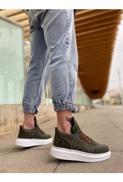 Aradım Taradım BA0606 Bağcıklı Rahat Yüksek Taban Haki Casual Erkek Spor Ayakkabı