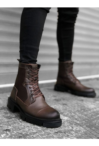 BA0183 Içi Dışı Hakiki Deri Kahverengi Erkek Postal Bot