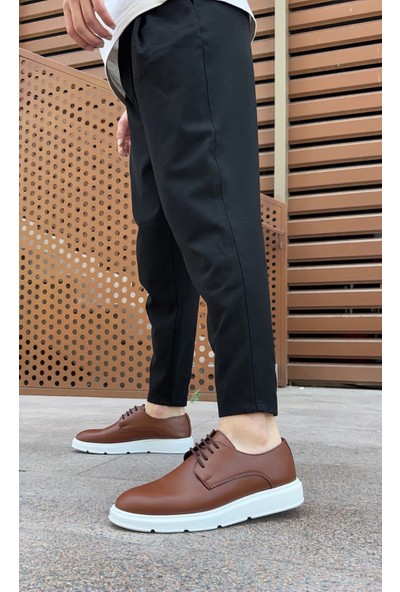 BA0003 Bağcıklı Klasik Taba Beyaz Kalın Taban Casual Erkek Ayakkabı
