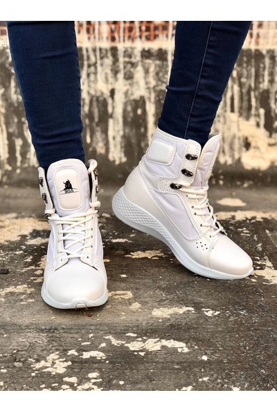 BA0600 Bağcıklı Beyaz Boksör Unisex Spor Postal Bot