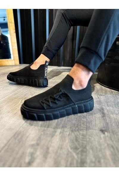 Knack Yüksek Taban Günlük Ayakkabı 1025 Siyah (Siyah Taban)