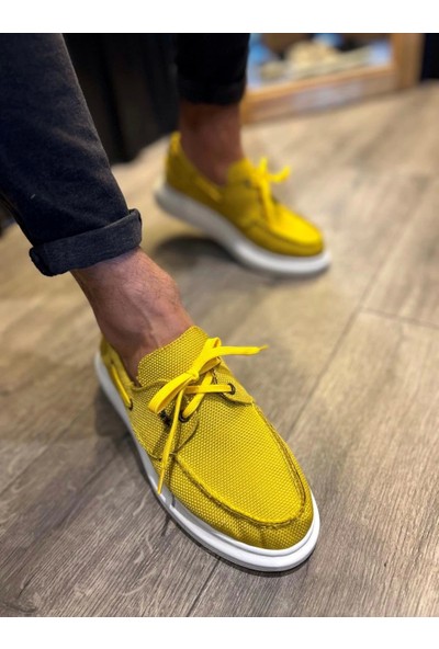 Knack Yüksek Taban Mevsimlik Keten Ayakkabı 009 Sarı