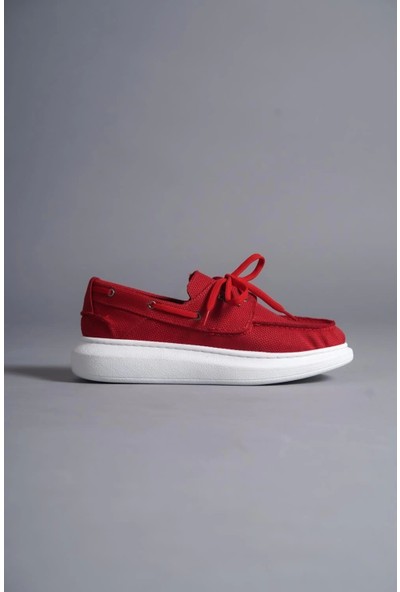 Knack Yüksek Taban Mevsimlik Keten Ayakkabı 009 Kırmızı