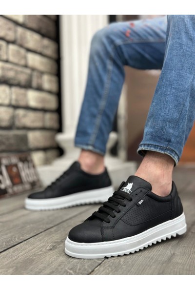 BA0323 Boa Kalın Tırtık Yüksek Taban Siyah Bağcıklı Spor Erkek Ayakkabı