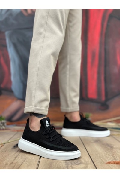 BA0375 Özel Örme Triko Tarz Siyah Renk Spor Ayakkabı