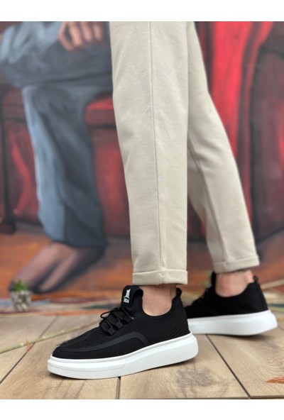 BA0375 Özel Örme Triko Tarz Siyah Renk Spor Ayakkabı